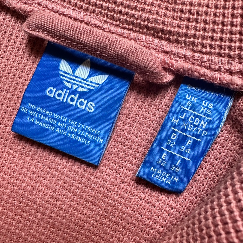 Adidas Womens Raw Pink Short Sleeve Full Zip Waffle Knit Track Top - Picture 4 of 6